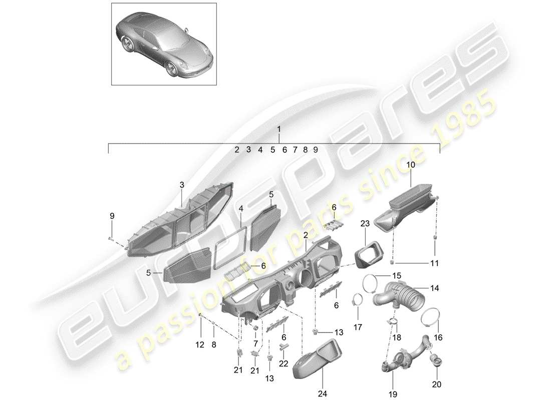 porsche 2016 (991-1) air filter parts diagram