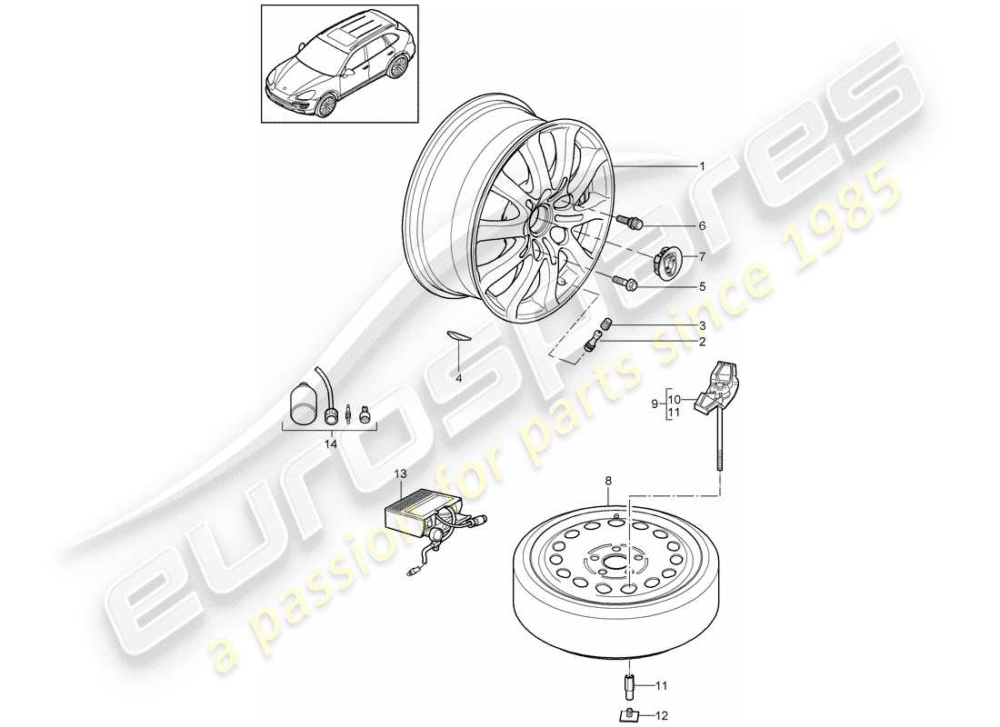 porsche cayenne e2 (2017) wheels parts diagram