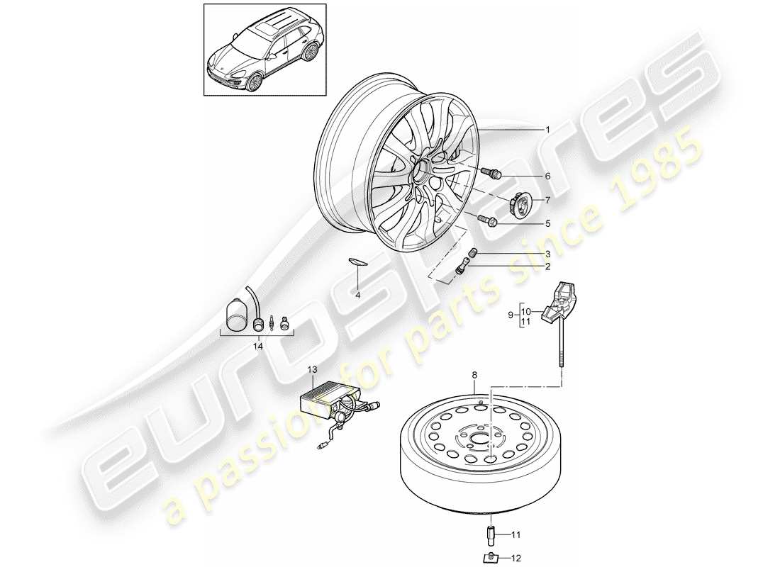 porsche 2011 (cayenne e2 92a) wheels/tyres d >>- mj 2014 part diagram