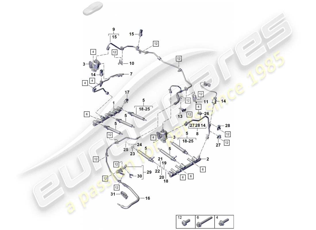 porsche 2019 (718 boxster spyder) injection system high pressure pump high-pressure injector part diagram