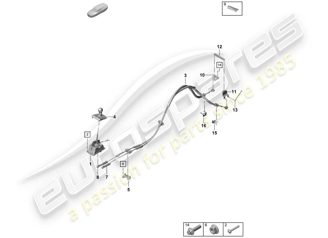 porsche 2019 (718 boxster spyder) selector mechanism manual gearbox part diagram