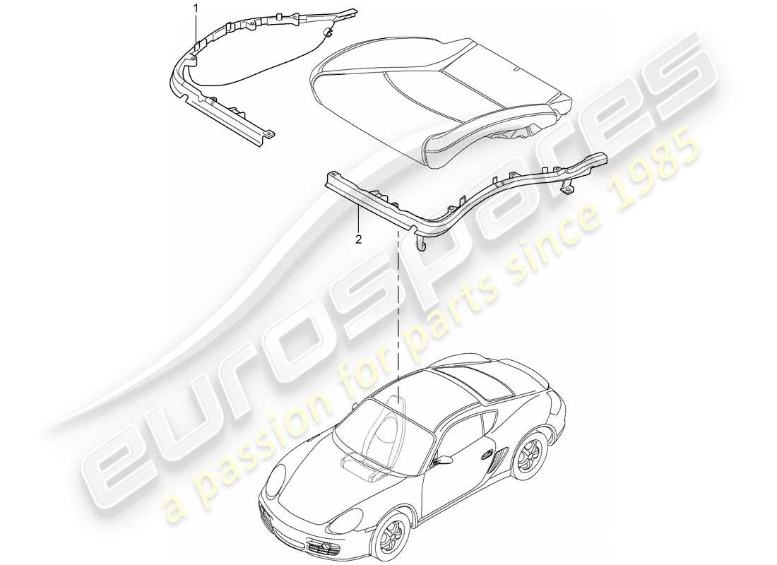 porsche 2012 (987 cayman) frame seat cushion standard seat comfort seat part diagram