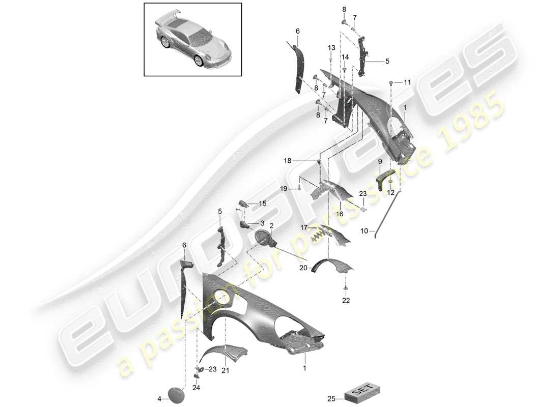 porsche 2016 (991-1 turbo) wing gt2 rs part diagram