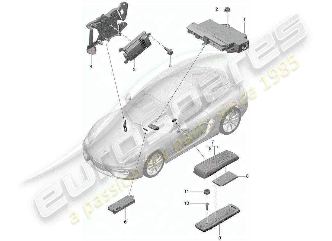 porsche 2016 (981 cayman) amplifiers telephone part diagram