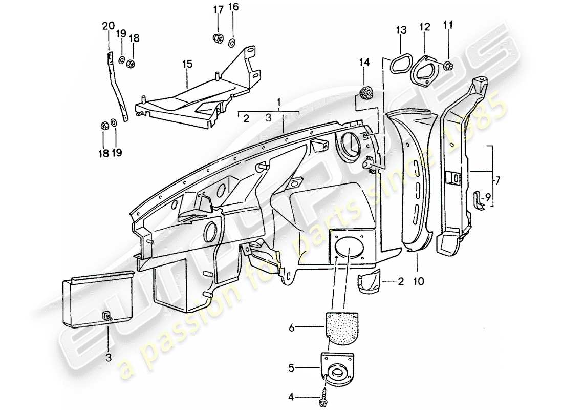 porsche 1995 (993) wheel housing part diagram