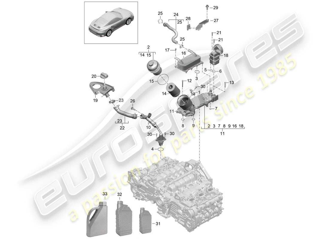 porsche 2015 (991-1 turbo) oil filter console part diagram