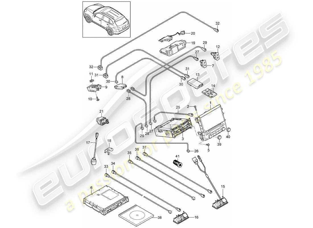 porsche 2014 (cayenne e2 92a) control panel navigation system central computer tv microphone camera d - mj 2017>> part diagram