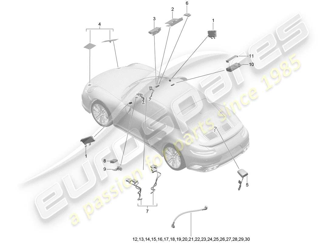 porsche 2015 (991-1 turbo) aerial single wire d - mj 2017>> part diagram