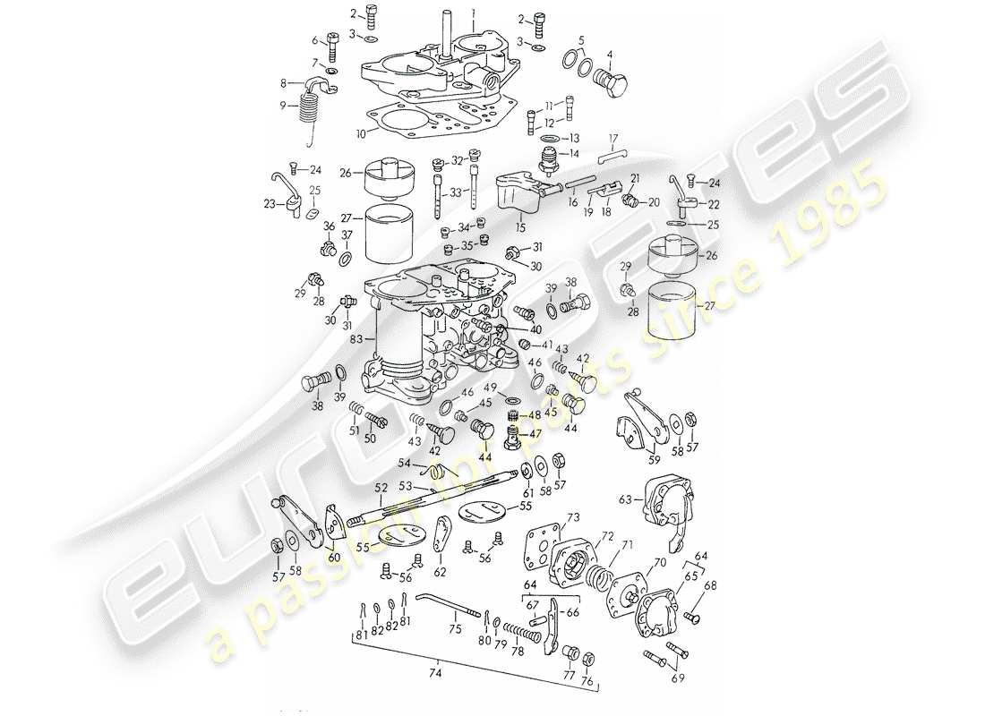 porsche 1966 (911/912) single parts - for - carburetor - solex-40 pii-4 - d >> - mj 1968 part diagram