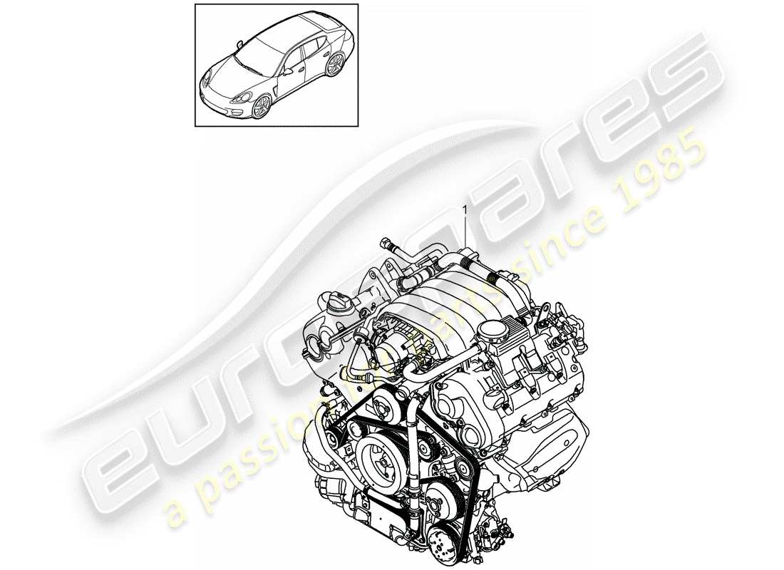 porsche 2015 (panamera 970) replacement engine but without: clutch plate - pdk - flywheel manual gearbox a/c compressor part diagram