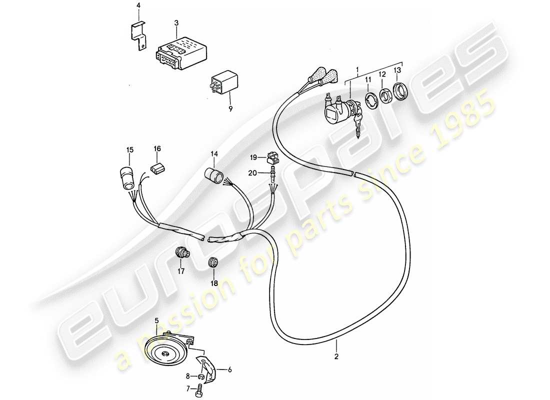 porsche 1989 (911) alarm system part diagram