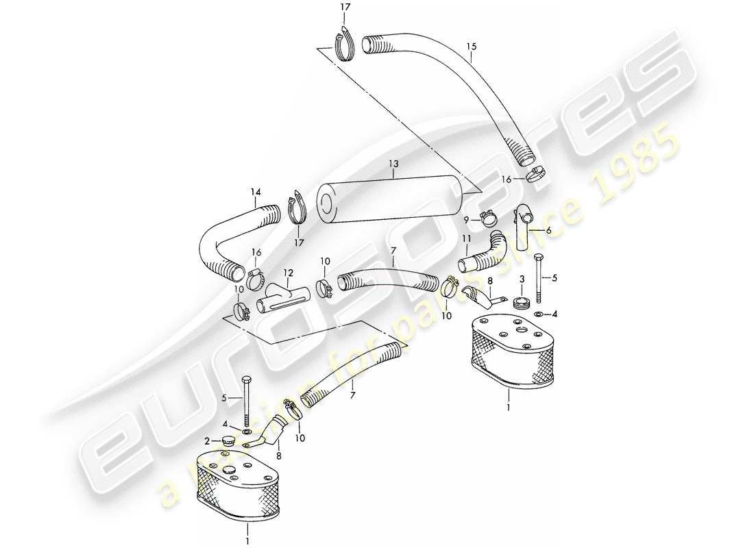 porsche 1966 (911/912) oil wetted air cleaner - for vehicles with - 5-speed - transmission - not for: - (i),(f) - for - (usa) - m 075 0001 >> part diagram