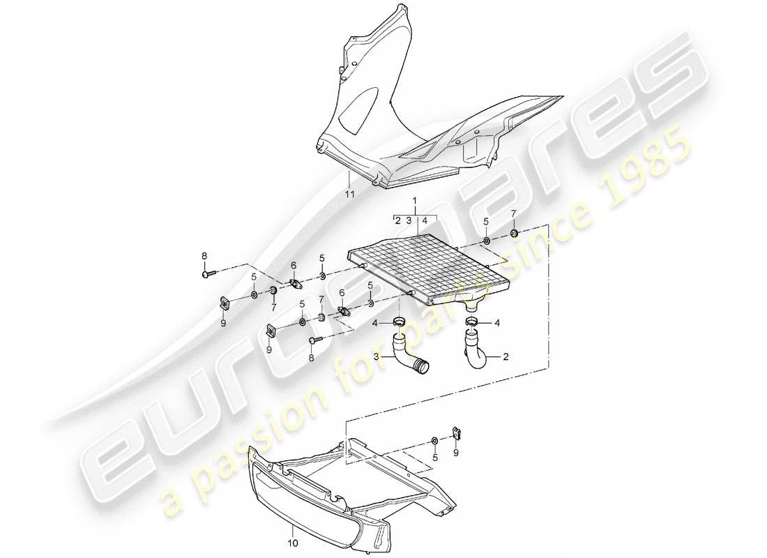 porsche 2004 (carrera gt) radiator parts diagram