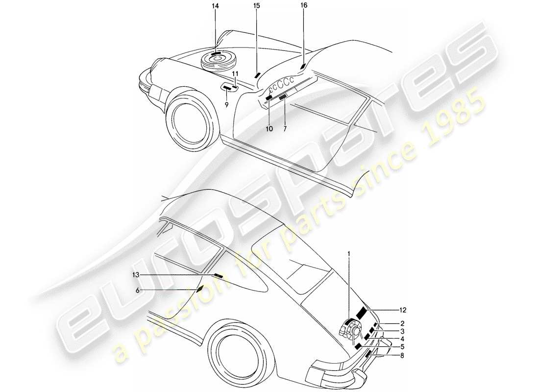 porsche 1989 (911) sticker part diagram