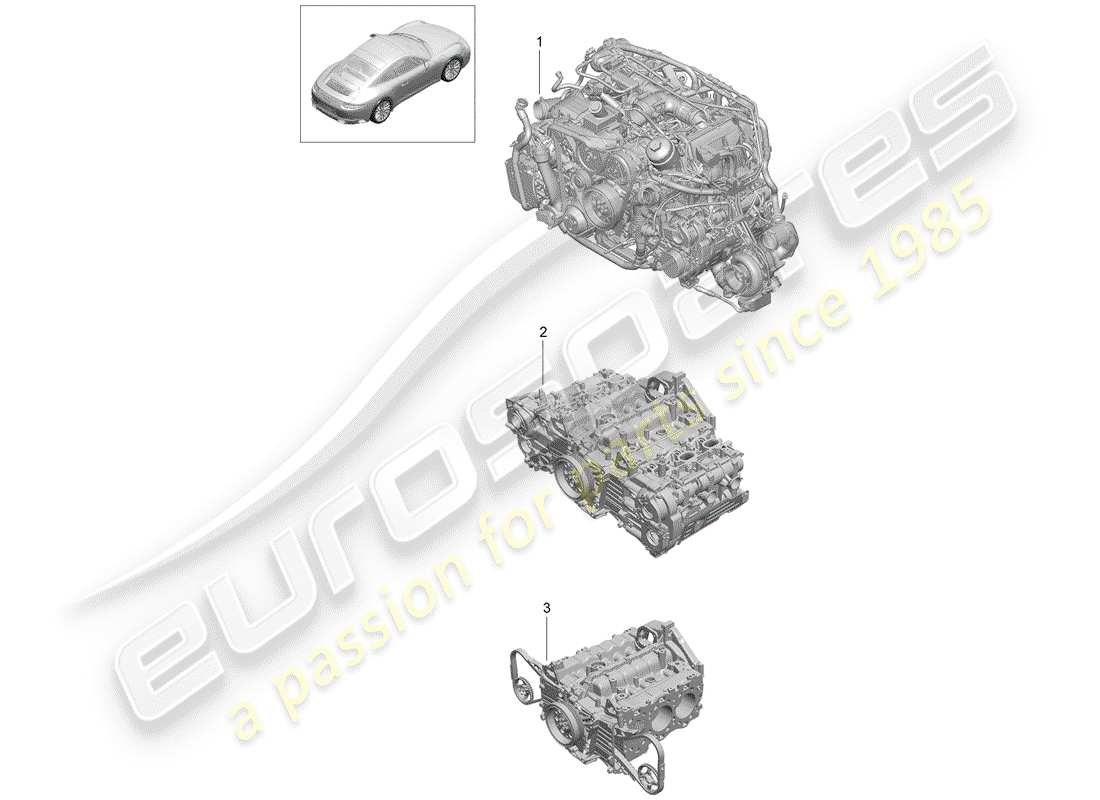 porsche 2014 (991-1 turbo) replacement engine but without: clutch plate - pdk - gearbox included compressor air conditioning exhaust gas turbocharger part diagram