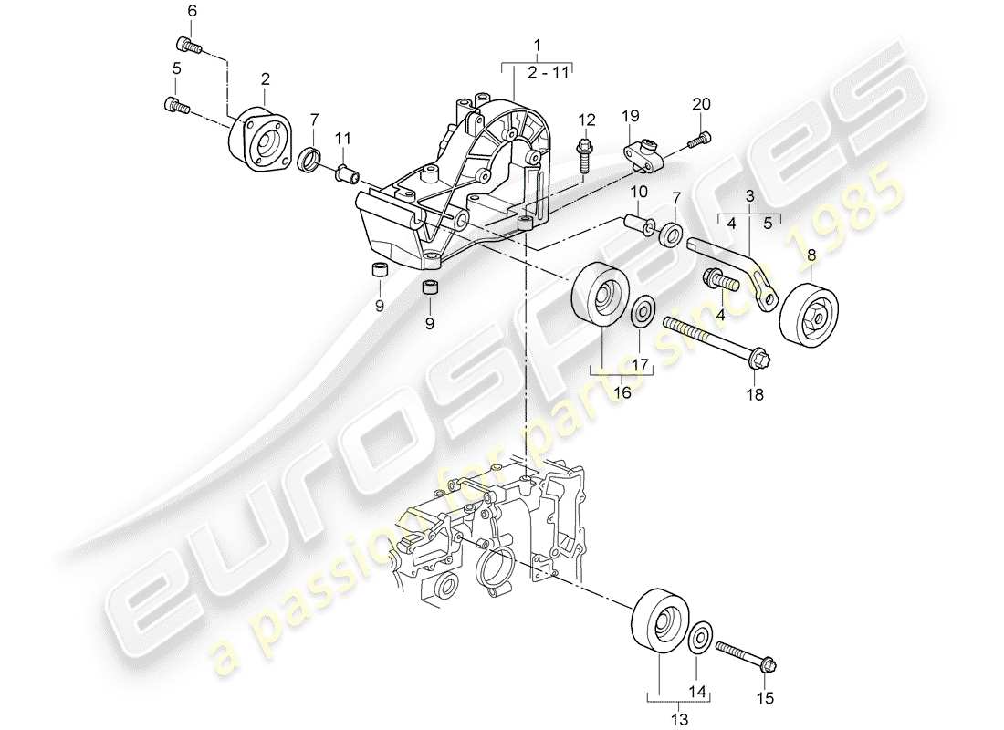porsche 2005 (997-1) belt tensioner parts diagram