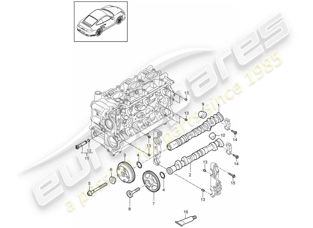 porsche 911 t/gt2rs (2011) camshaft parts diagram