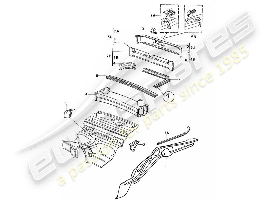 porsche 1990 (964) frame parts diagram