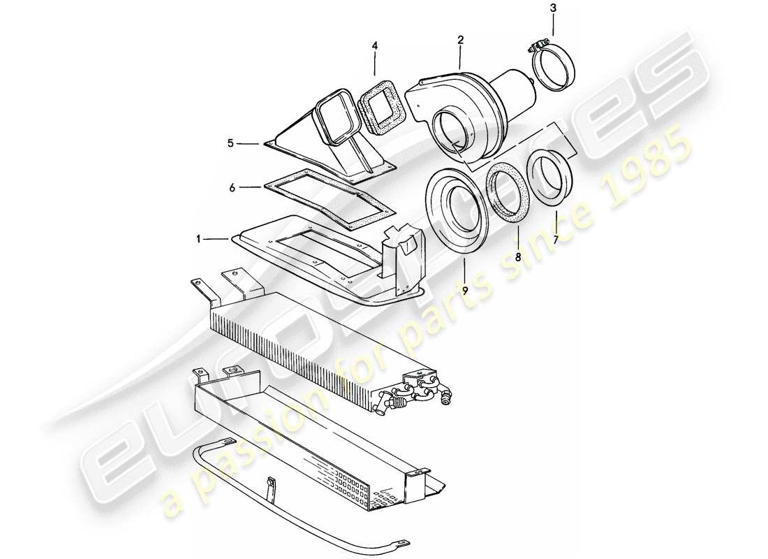 porsche 1989 (911) fan part diagram