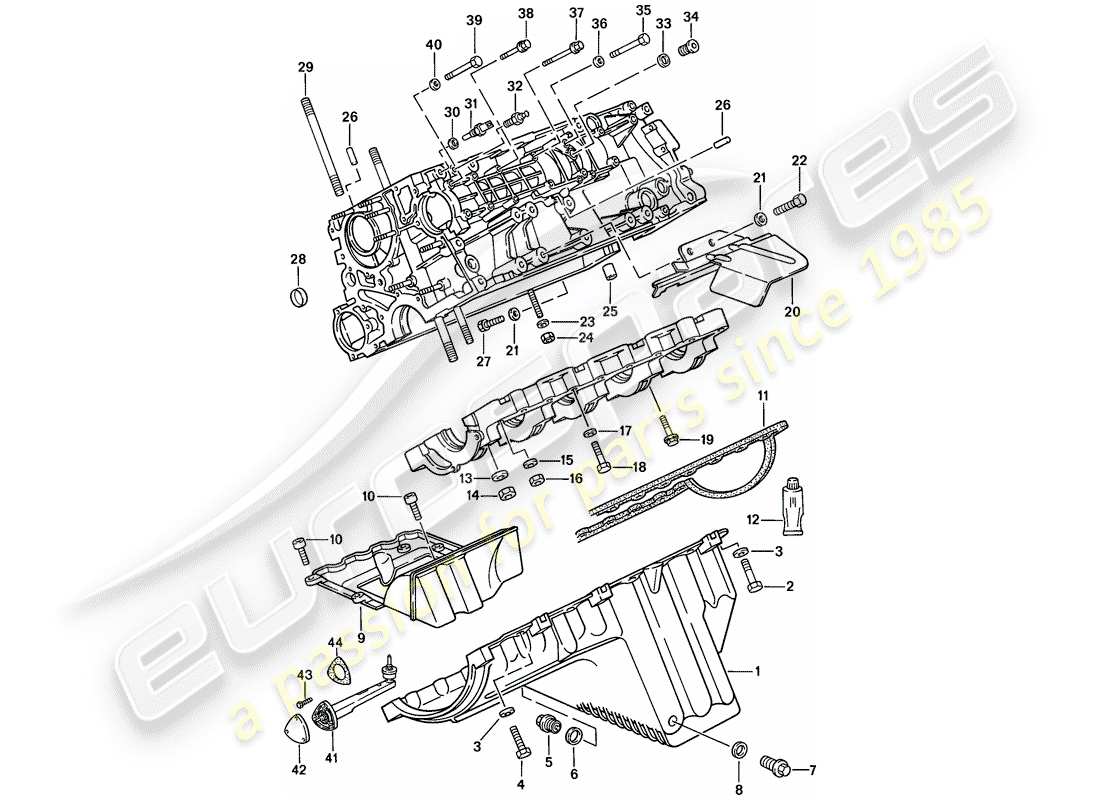 porsche 1987 (924s) crankcase - fasteners part diagram