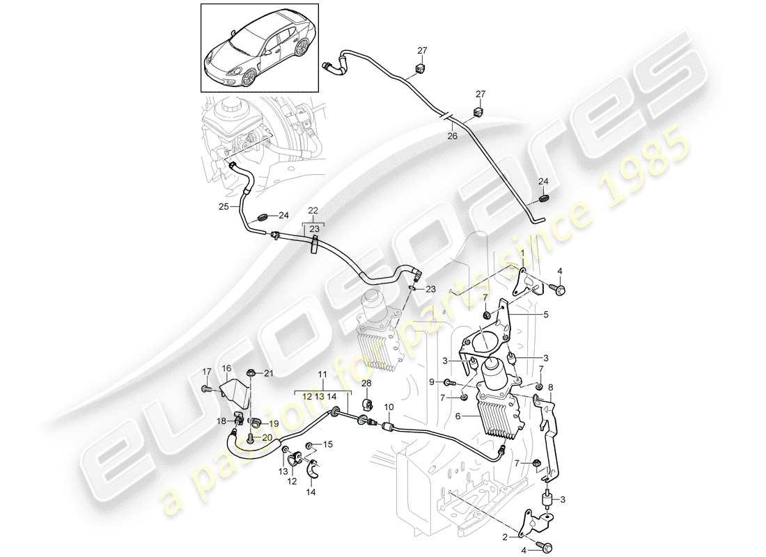 porsche 2011 (panamera 970) control and regulating unit hydraulic electric motor part diagram