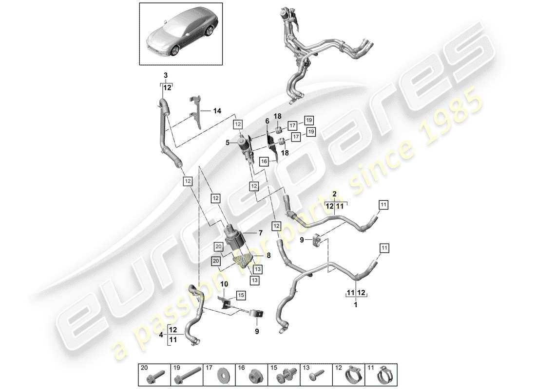 porsche 2019 (panamera 971-1) heater for models with diesel engine part diagram