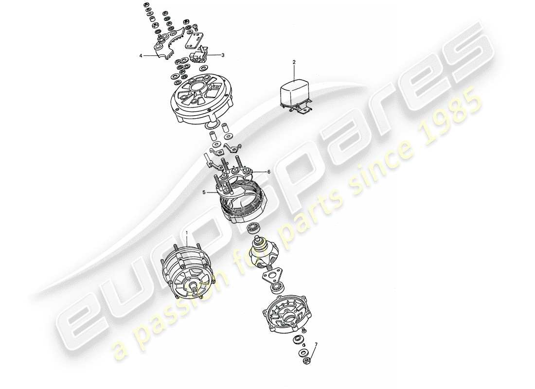 porsche 1976 (911) alternator part diagram