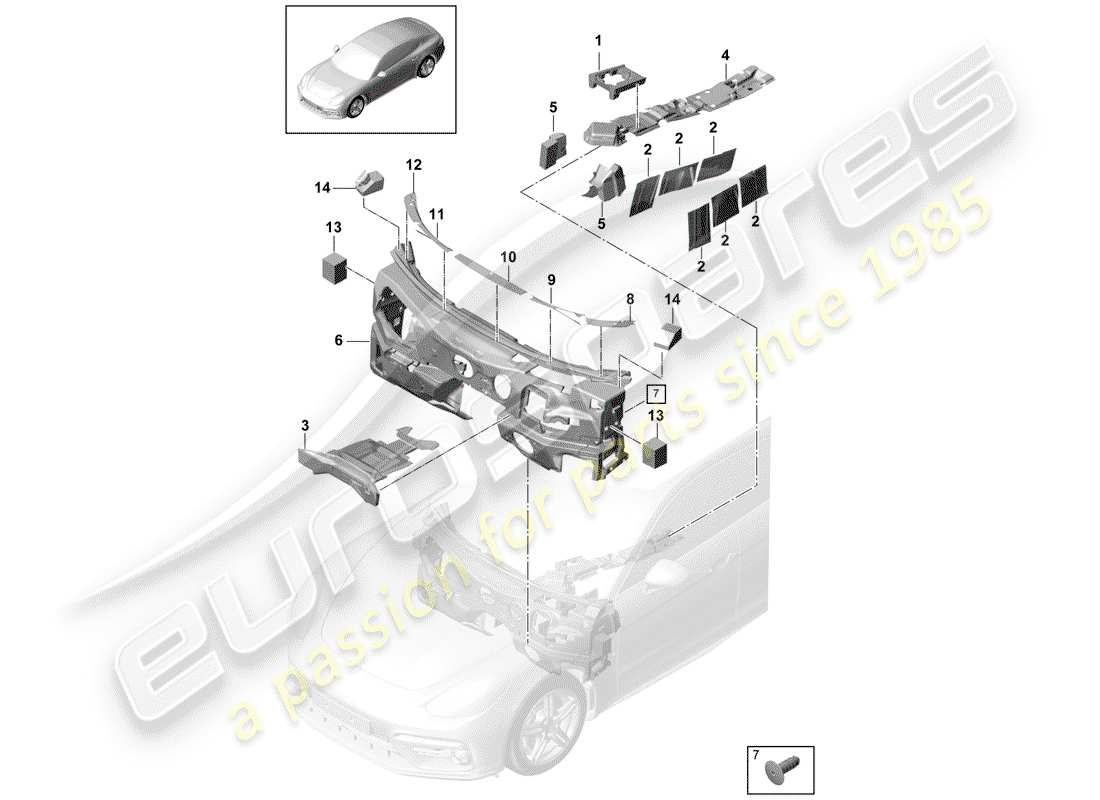 porsche 2018 (panamera 971-1) sound absorber passenger compartment front end underbody part diagram
