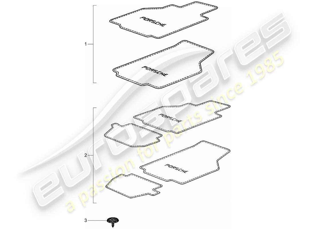 porsche 1986 (tequipment) floor mats parts diagram