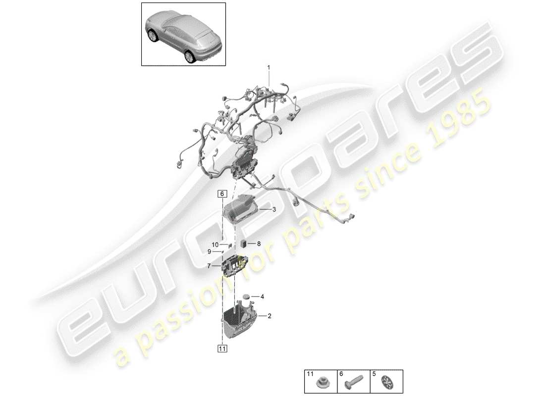 porsche 2019 (macan) wire set engine part diagram