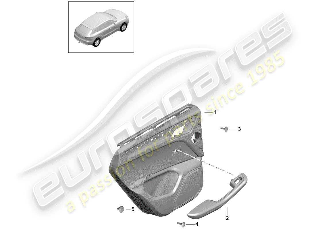 porsche 2014 (macan) door panel rear leather two-colour parts diagram