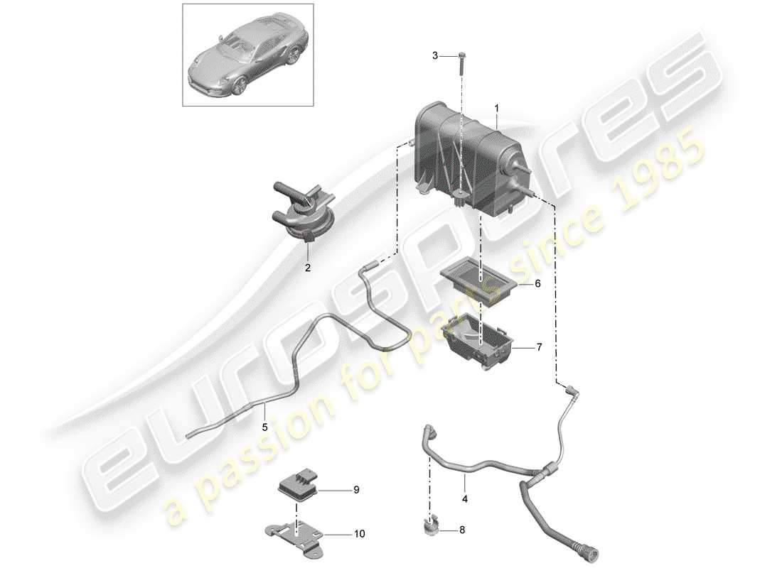 porsche 2015 (991-1 turbo) activated charcoal container part diagram