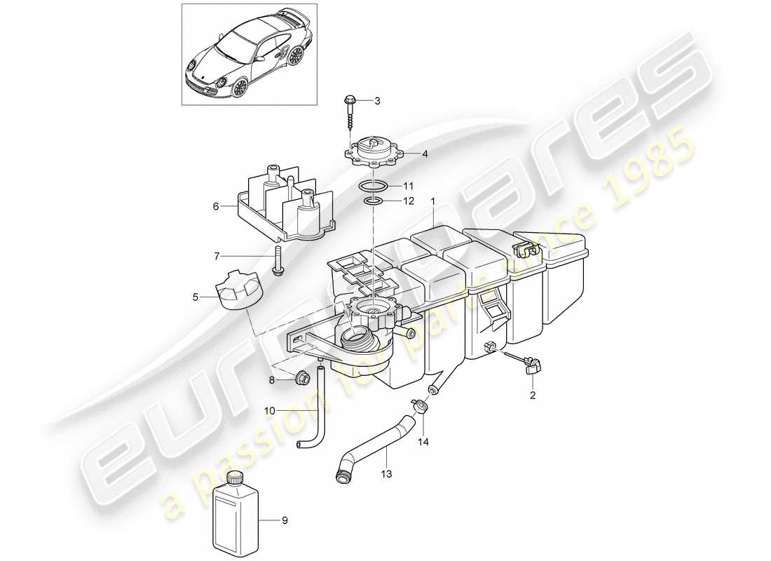 porsche 2012 (997-2 turbo / gt2 rs) water cooling 4 parts diagram