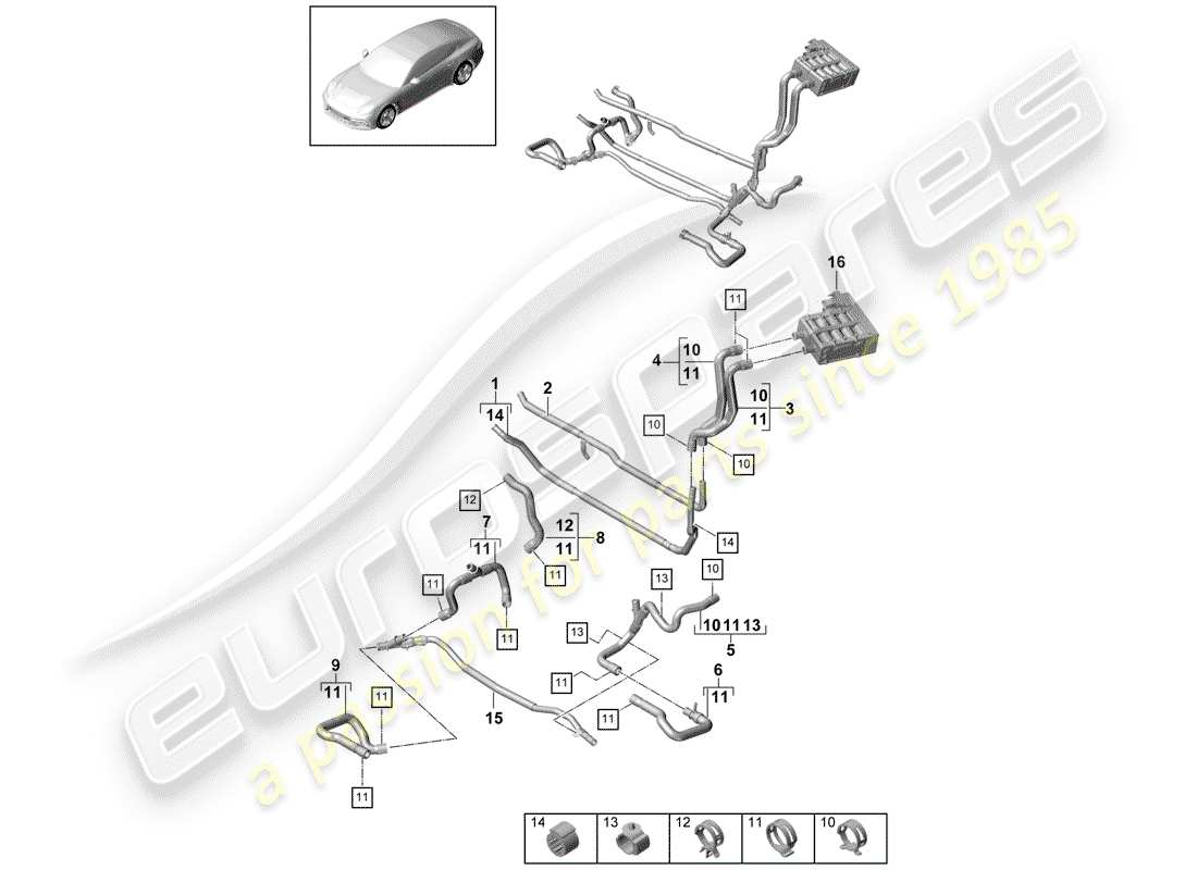 porsche 2020 (panamera 971-1) heater front hybrid part diagram