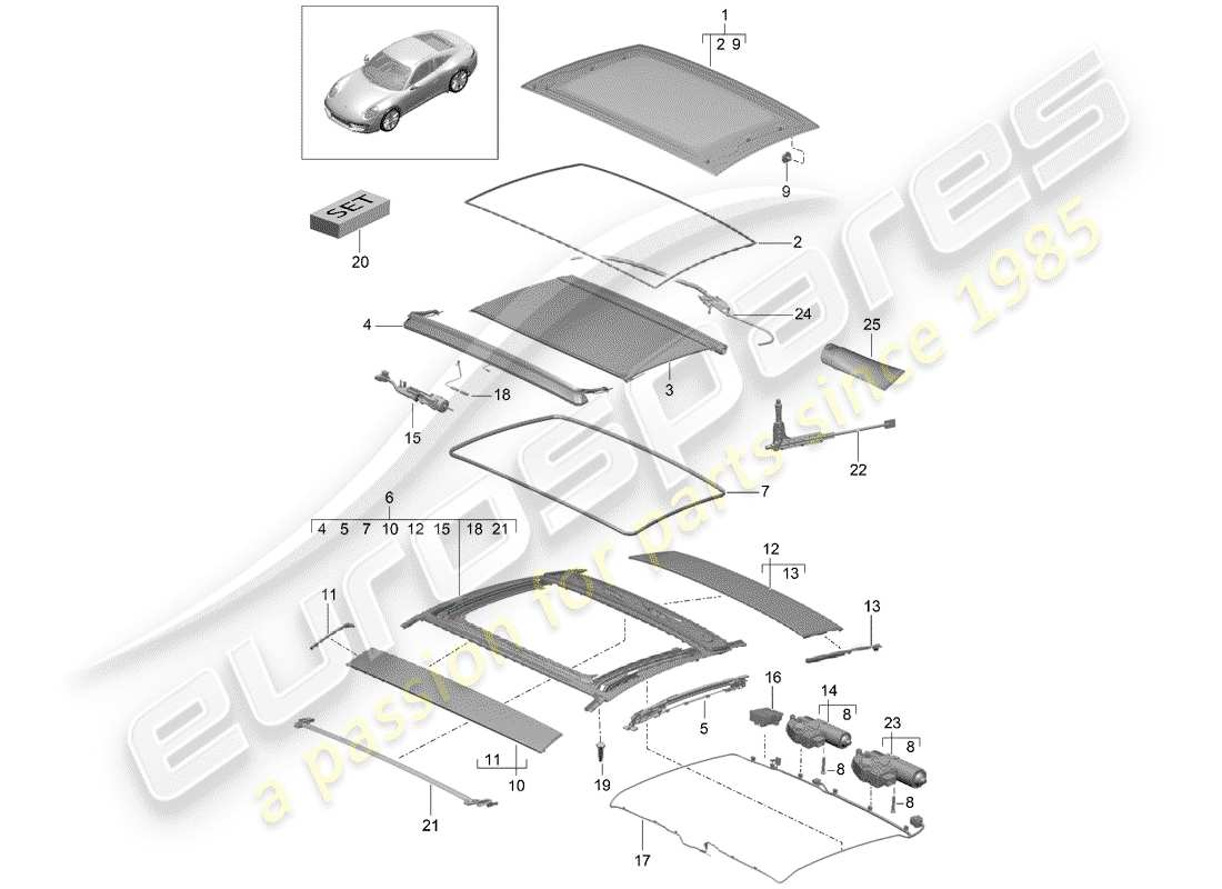 porsche 2016 (991-1) glass roof d - mj 2013>> parts diagram