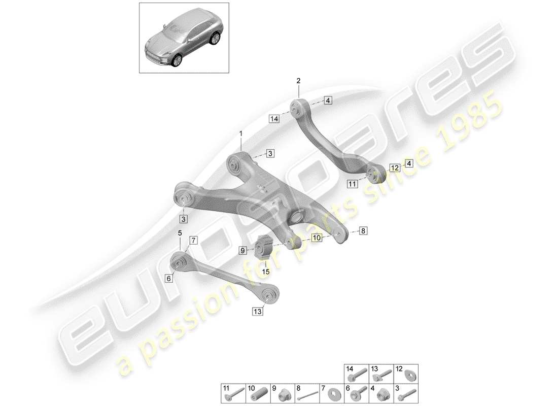 porsche 2020 (macan) wishbone guide parts diagram