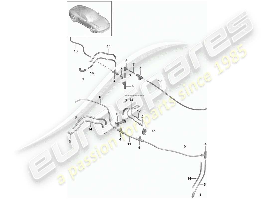 porsche 2016 (991-1) vacuum system engine parts diagram