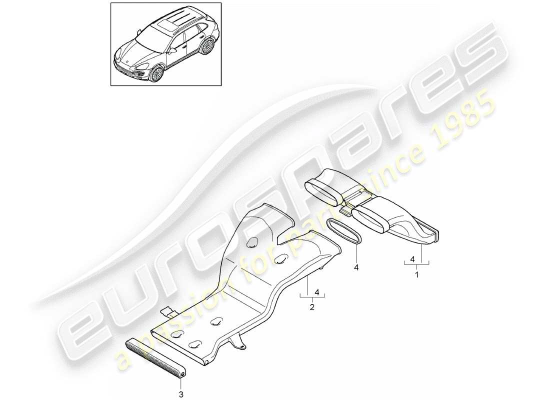 porsche 2012 (cayenne e2 92a) air guide for vehicles with hybrid drive battery d >>- mj 2014 part diagram