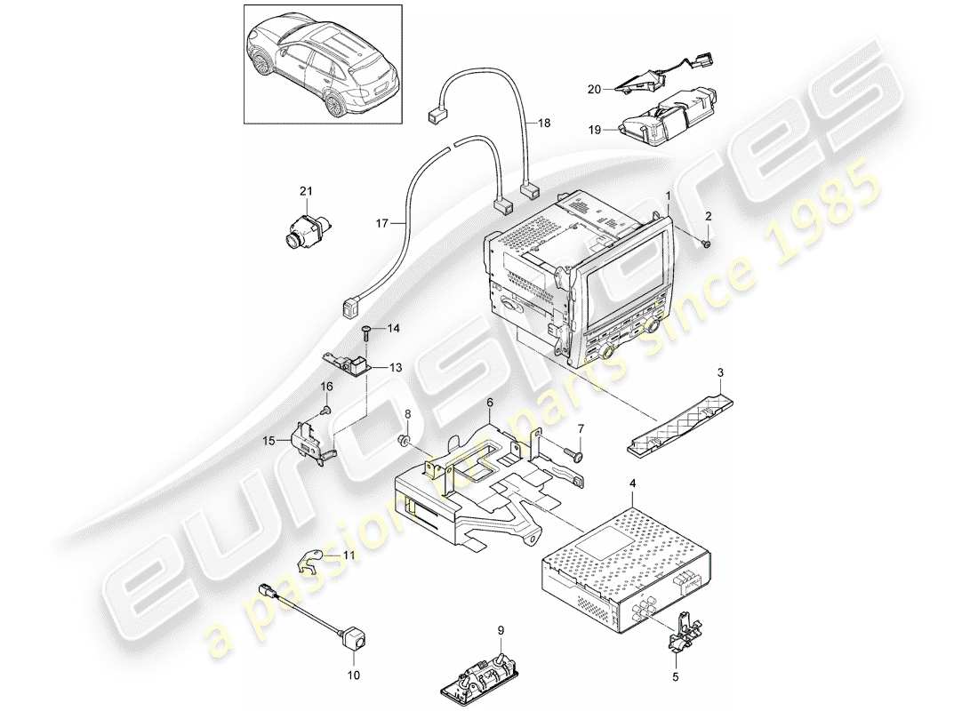 porsche 2016 (cayenne e2 92a) navigation system radio unit receiver unit for tv reception reversing camera camera exterior mirror multimedia interface camera windscreen d >>- mj 2016 part diagram