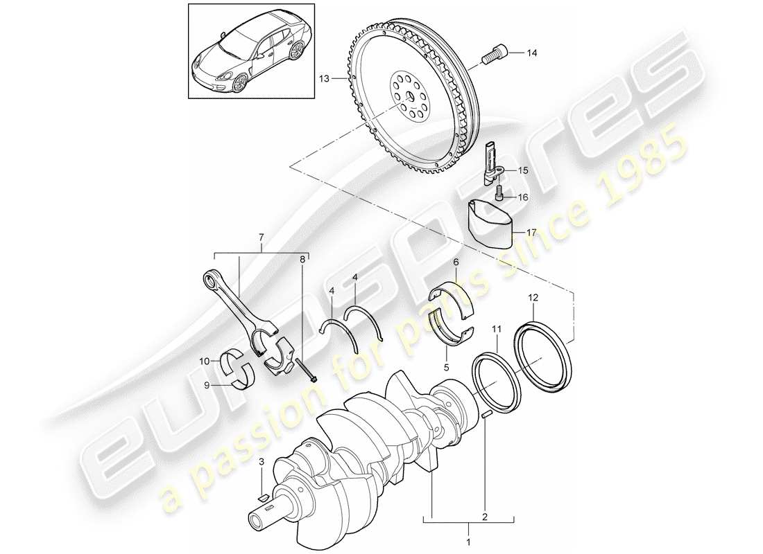 porsche 2016 (panamera 970) crankshaft conrod parts diagram