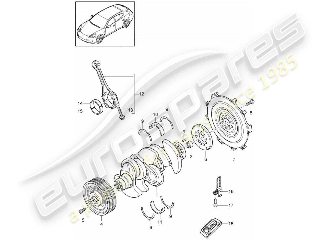 porsche 2013 (panamera 970) crankshaft conrod part diagram