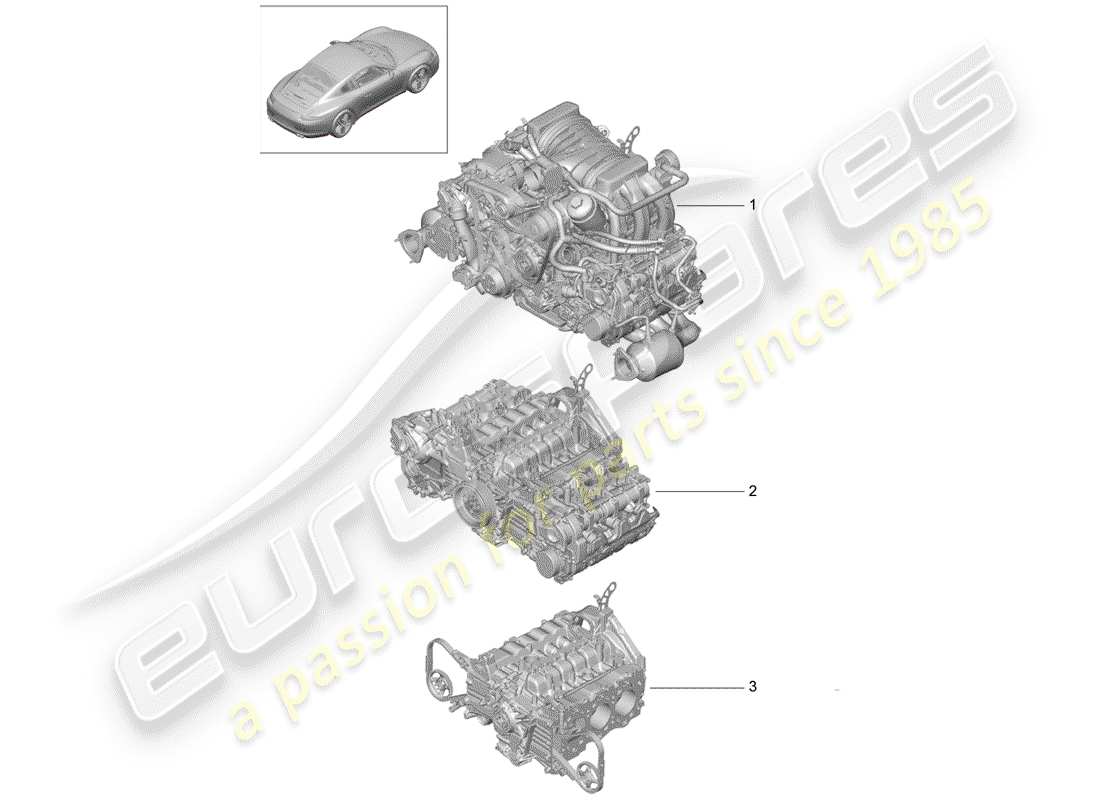porsche 2016 (991-1) replacement engine but without: clutch plate - pdk - gearbox but without: flywheel manual gearbox included compressor air conditioning parts diagram