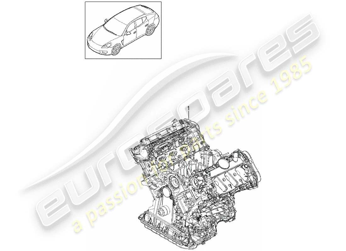 porsche 2015 (panamera 970) base engine comprising: valve cover cylinder head crankcase housing crank drive oil sump part diagram