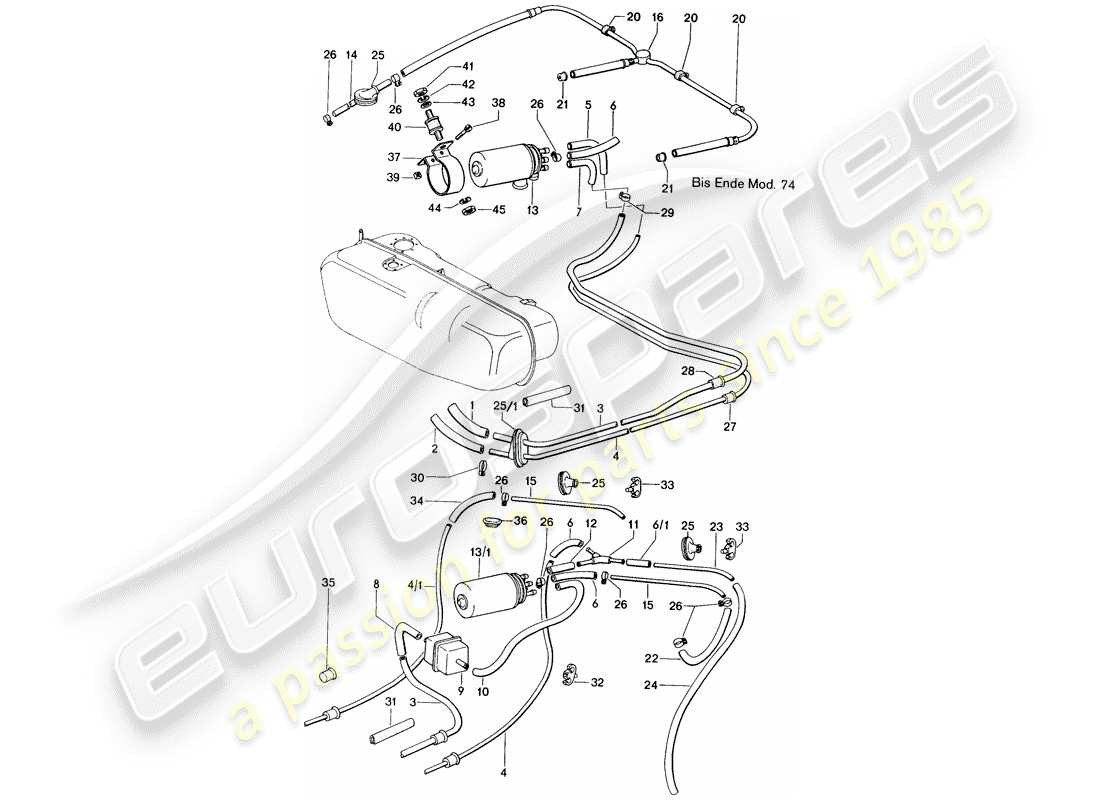 porsche 1973 (914) fuel line - d >> - mj 1974 part diagram