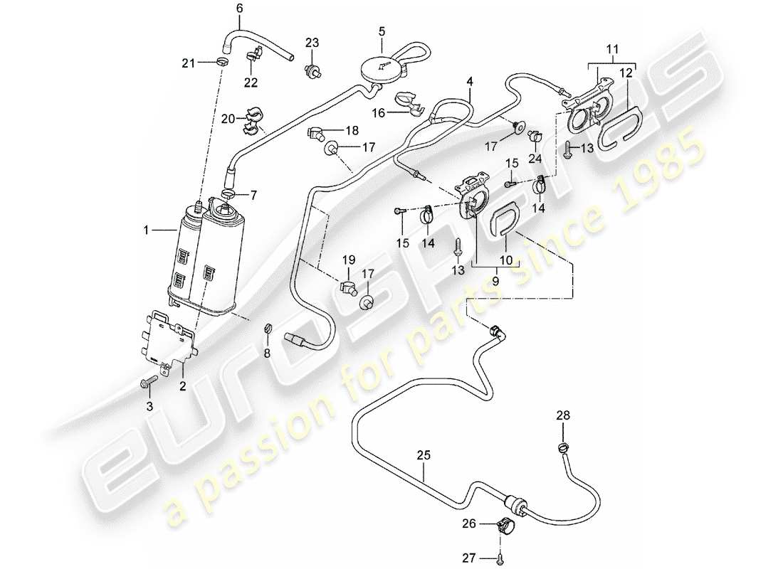 porsche 2004 (carrera gt) evaporative emission canister - with: - accessories parts diagram