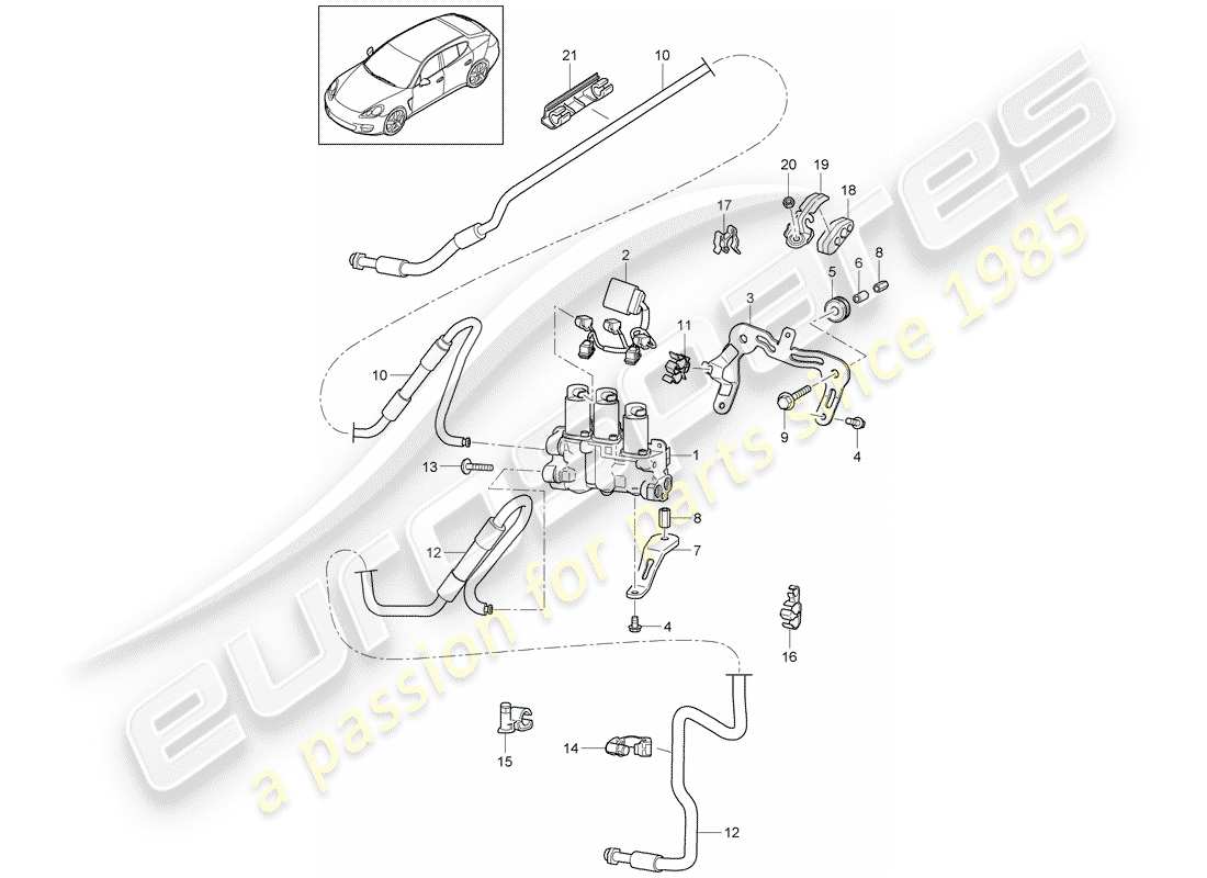 porsche 2011 (panamera 970) anti-roll bar valve block junction pressure line d - mj 2014>> part diagram