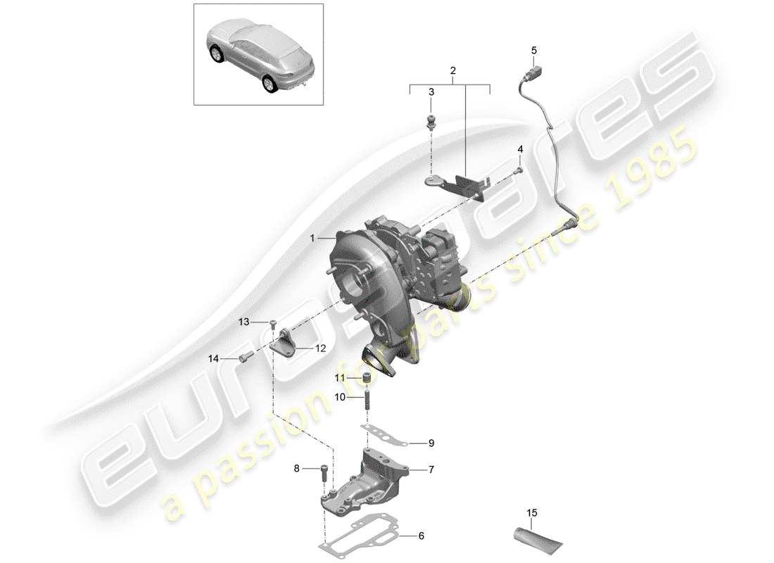 porsche macan (2014) exhaust gas turbocharger parts diagram