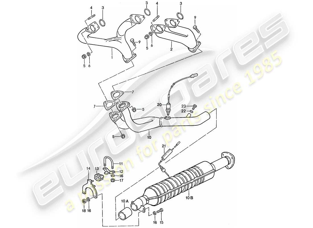 porsche 1989 (944) exhaust system - catalyst parts diagram