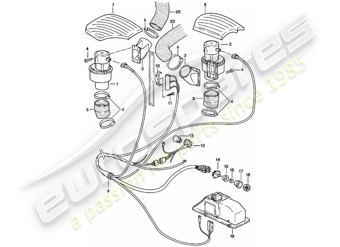 porsche 1980 (911) additional blower - d - mj 1983>> part diagram