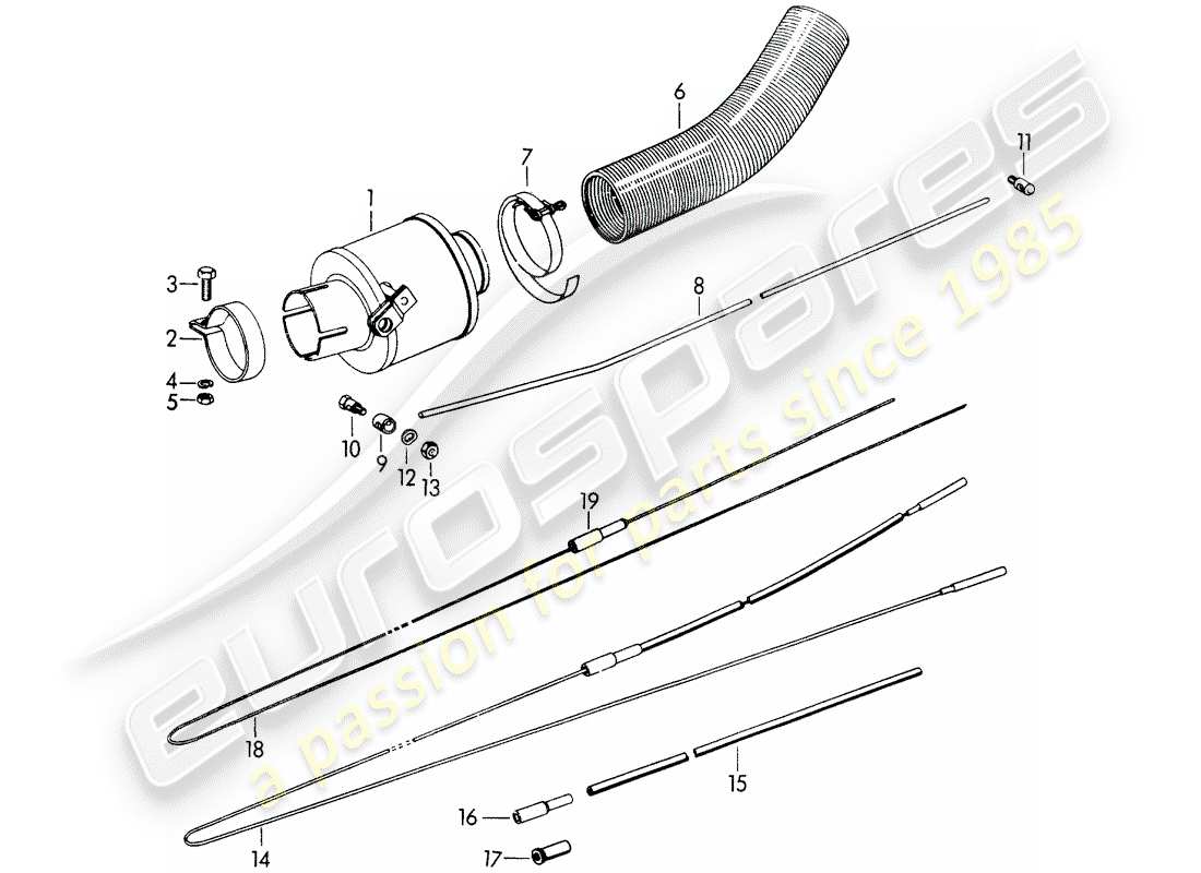 porsche 1963 (356b/356c) rubber - heating air supply part diagram